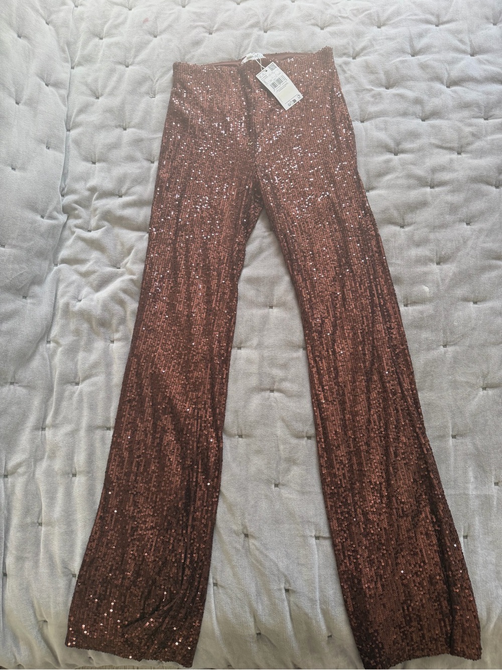 Mango Copper Sequin Wide-Leg Pants